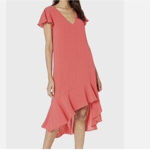 Adrianna Papell Gauzy Crepe High-Low Cap Sleeve Dress - Size 6